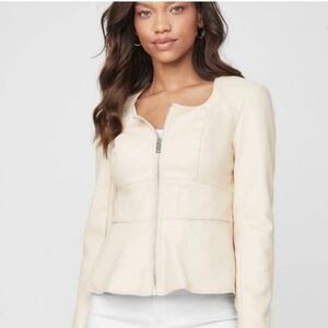 Guess Gloris Jacket | New |  Peplum | Size S | Cream Color| Faux Leather |